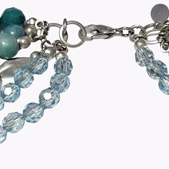 Retro Teal Multi Strand Beaded Statement Choker Necklace Fashion Jewelry Women - Picture 3 of 5